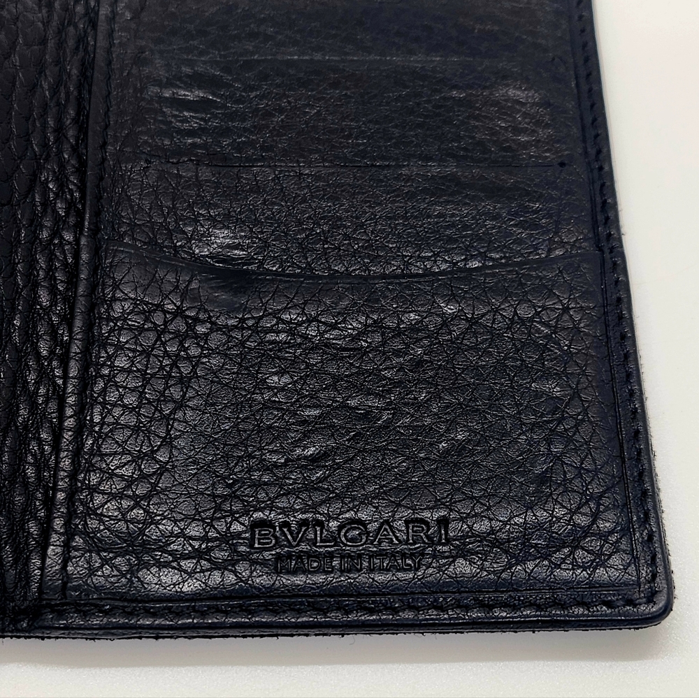 BVLGARI Logomania Canvas Leather Compact Bifold Wallet Cardholder - Picture 6 of 7